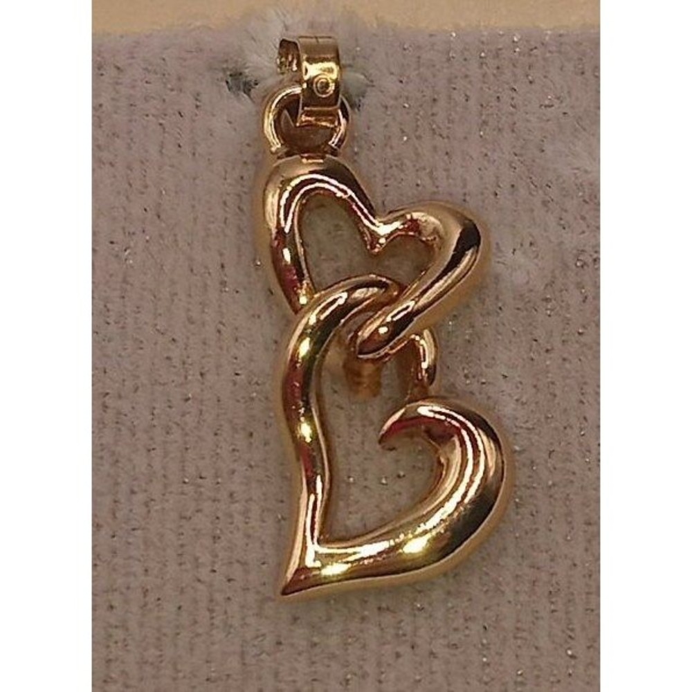 Monet NYC Double Heart Gold Tone Dangle Charm NOS Signed